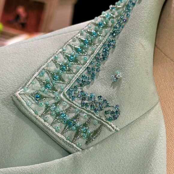 John Meyer of Norwich Womens Mint Green 3 PC Skirt Suit Size 18W Plus Beaded - Picture 6 of 16